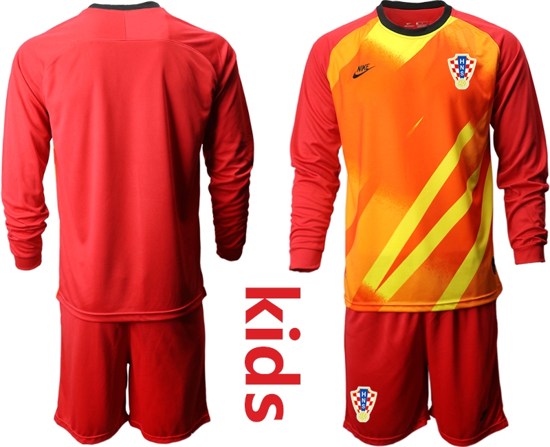 Cheap Youth 2021 European Cup Croatia red Long sleeve goalkeeper Soccer Jersey1